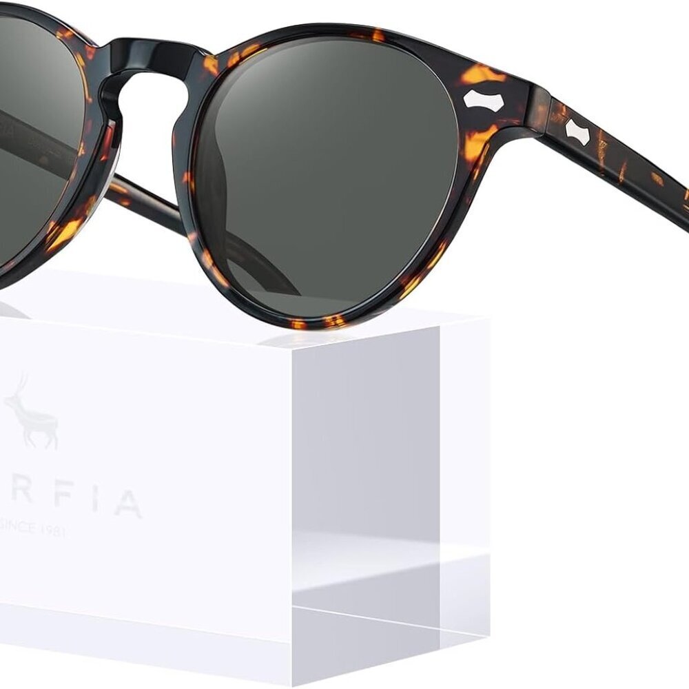 Retro Polarized Womens Sunglasses Acetate Classic Round Uv Protection Shades